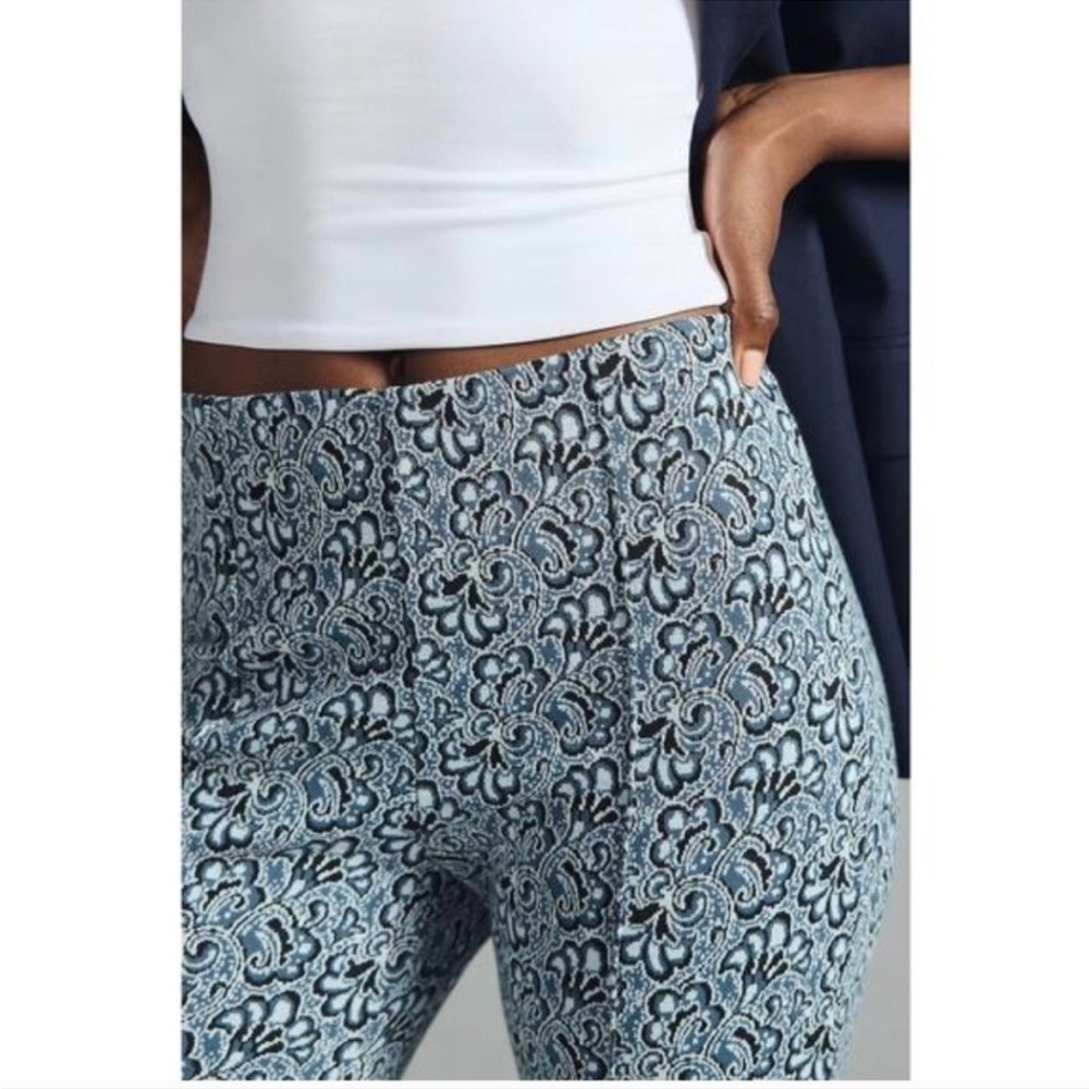Anthropologie Maeve “The Margot” Cropped Flare Pants – Medium Blue Jacquard - Picture 6 of 16